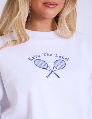 Kaiia Tennis Club Oversized Sweatshirt White & Blue