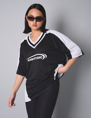 Kaiia Studio Football Shirt Black White