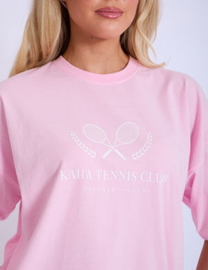 Kaiia Tennis Club Oversized T-Shirt Baby Pink