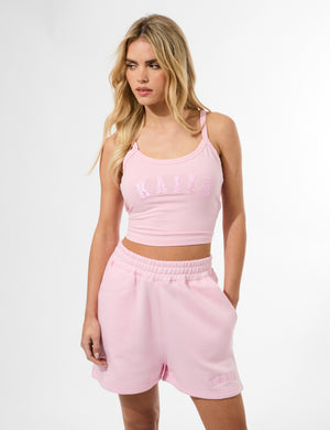 Kaiia Logo Cami Vest Top Baby Pink