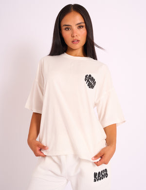 Kaiia Studio Bubble Logo Oversized Tee White & Black