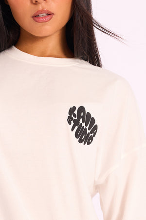 Kaiia Studio Bubble Logo Oversized Tee White & Black