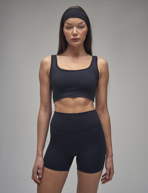 Kaiia Sculpt Square Neck Crop Top Black