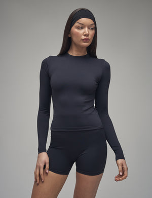 Kaiia Sculpt Long Sleeve Fitted T-shirt Black