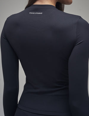 Kaiia Sculpt Long Sleeve Fitted T-shirt Black