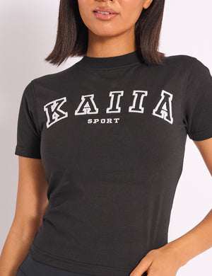 Kaiia Sport Logo Longline Baby Tee Black