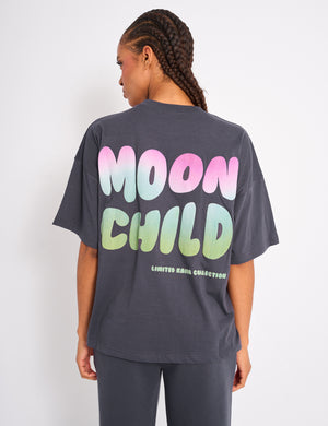 Kaiia Star Ombre Graphic Oversized Tee Charcoal