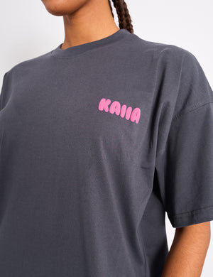 Kaiia Star Ombre Graphic Oversized Tee Charcoal