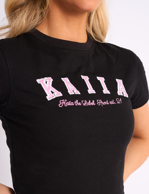 Kaiia Logo Baby Tee Black & Pink