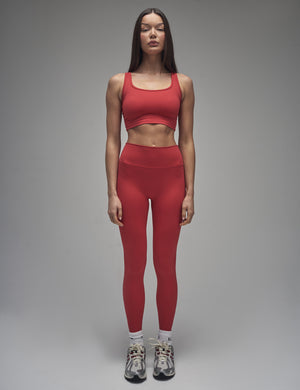 Kaiia Sculpt Square Neck Crop Top Red