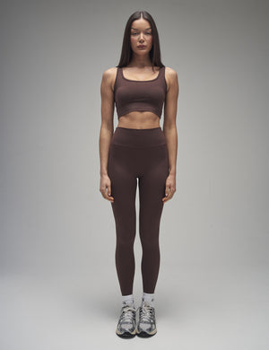 Kaiia Sculpt Square Neck Crop Top Chocolate