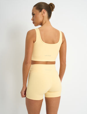 Kaiia Sculpt Square Neck Crop Top Yellow