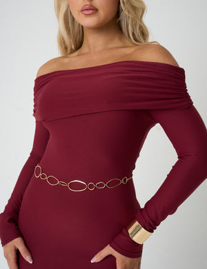 Bardot Luxe Slinky Maxi Dress Burgundy