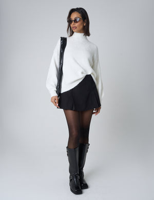 High Neck Knit Jumper White