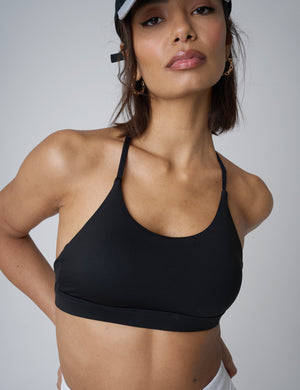 Cross Over Back Detail Sports Bra Black