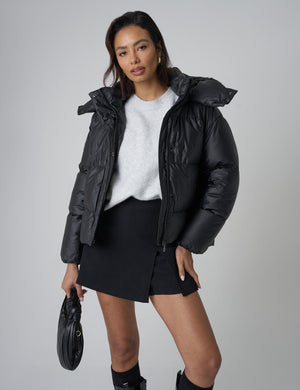 Hooded Puffer Coat Black