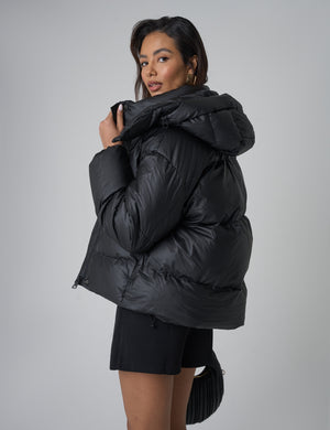 Hooded Puffer Coat Black