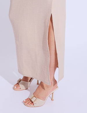 Linen Look Maxi Skirt Co-ord Beige