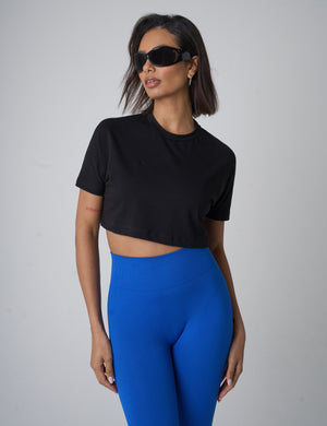 Boxy Fit Cropped T-Shirt Black