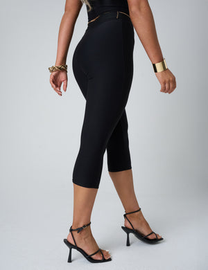 High Waist Capri Pants Black