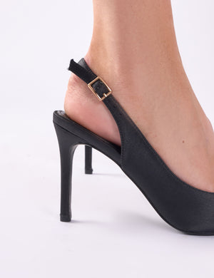 Reigns Black Peep Toe Court Heels