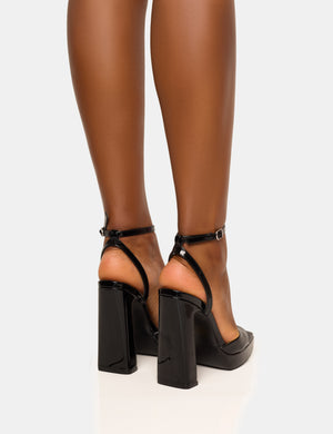 Resist Black Peep Toe Barely There Platform Heels