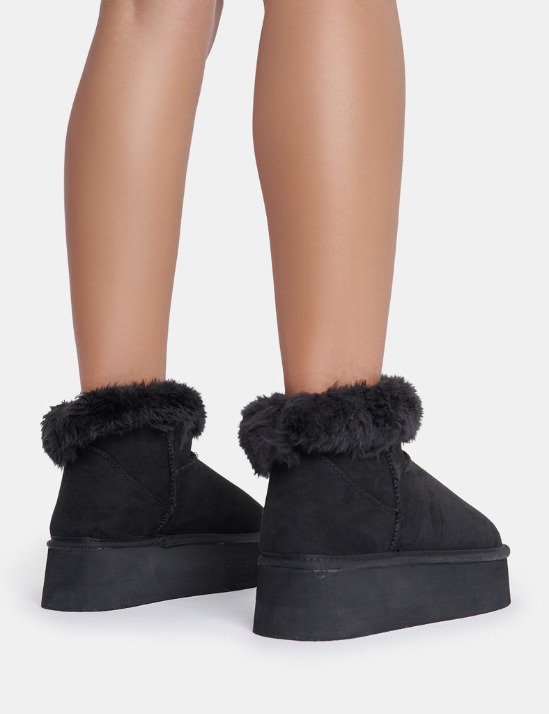 Black fluffy 2024 ankle boots