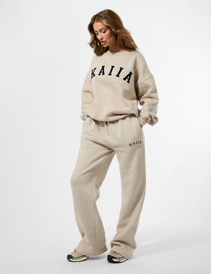 Kaiia Slogan Oversized Sweatshirt Almond