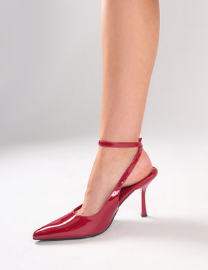 Burgundy pumps with ankle strap on sale