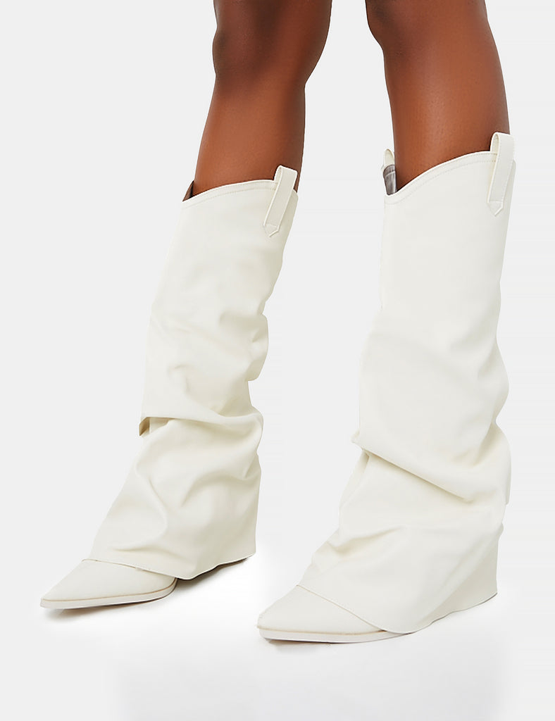 Pointy white cheap boots