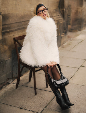 Shaggy Faux Fur Coat White