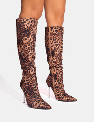 Knee high cheetah boots hotsell