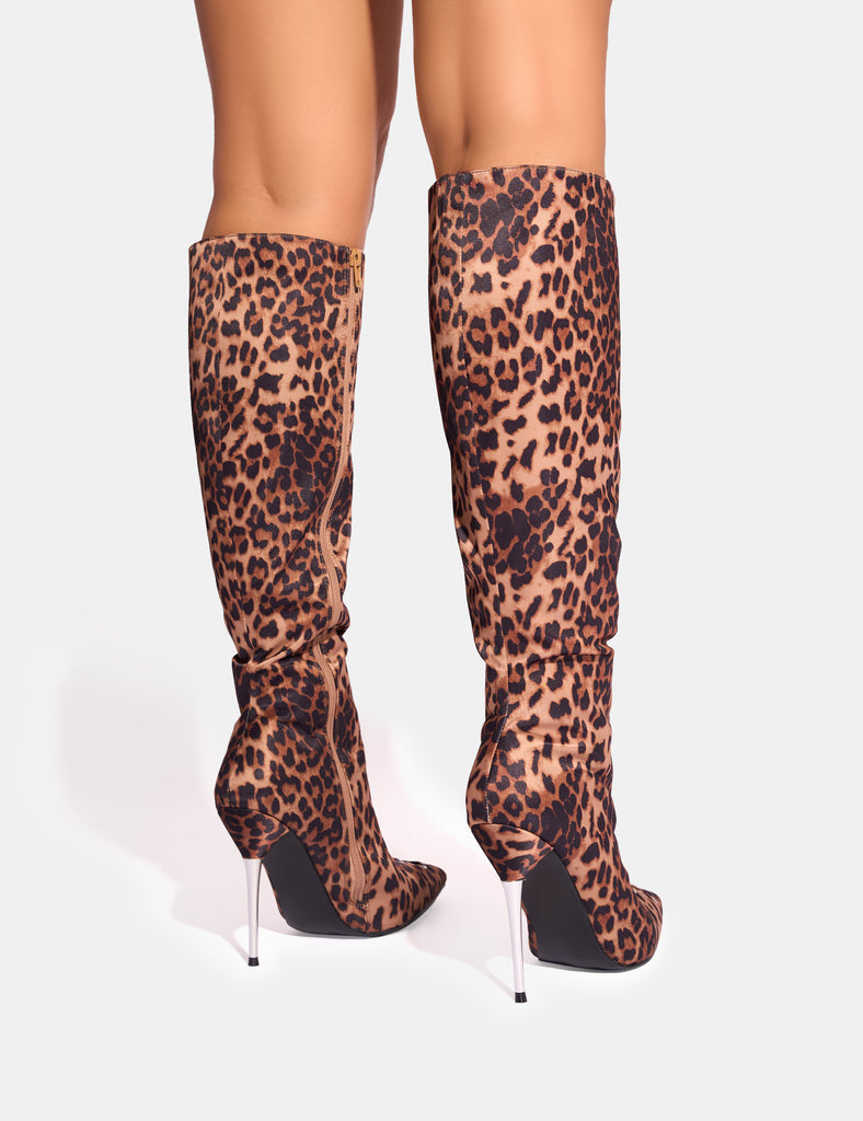 Knee high leopard boots best sale