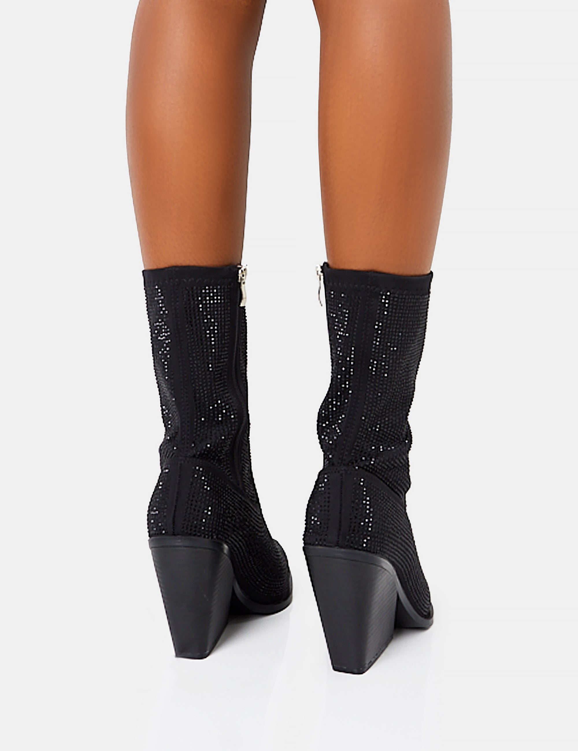 Black ankle boots with diamonds best sale