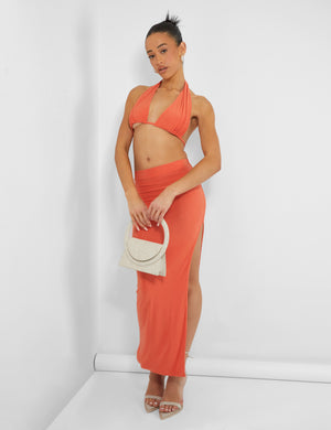 Slinky Midaxi Skirt Orange