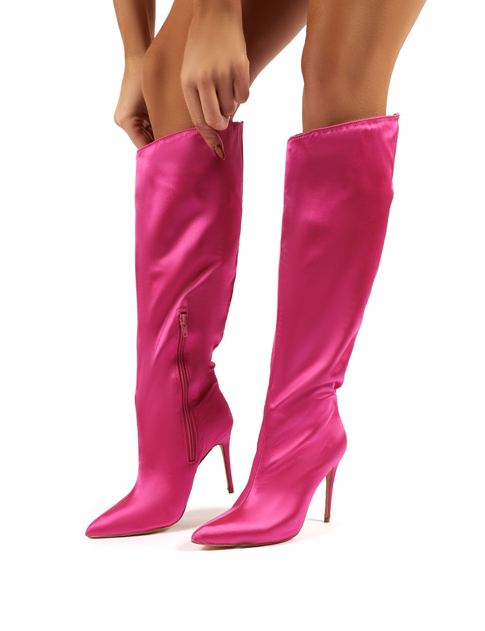 Pink satin clearance boots