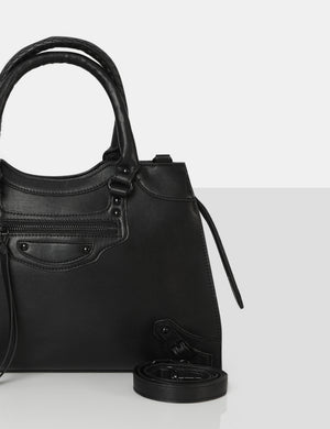 The Willa Black Zip detail Tote Bag