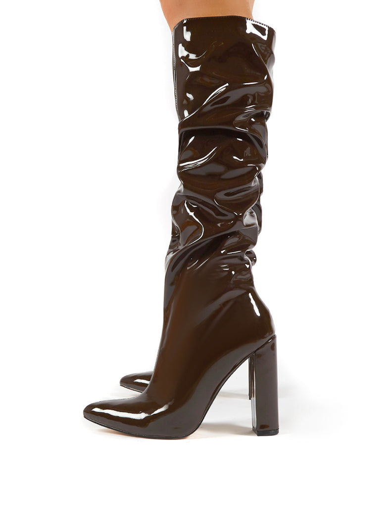 Missguided patent fashion boots