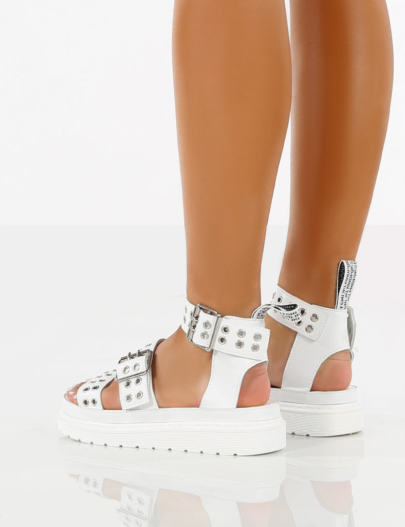 Hype White Chunky Studded Sandals Public Desire