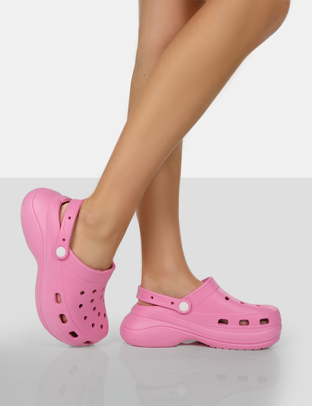 pink platform clogs