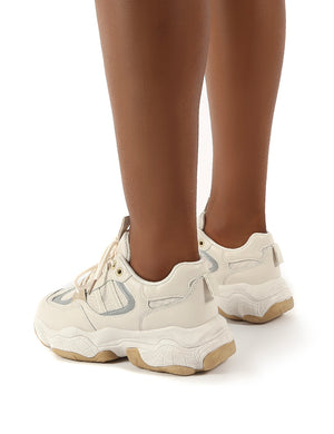 Motion Beige Pu Chunky Sole Trainers