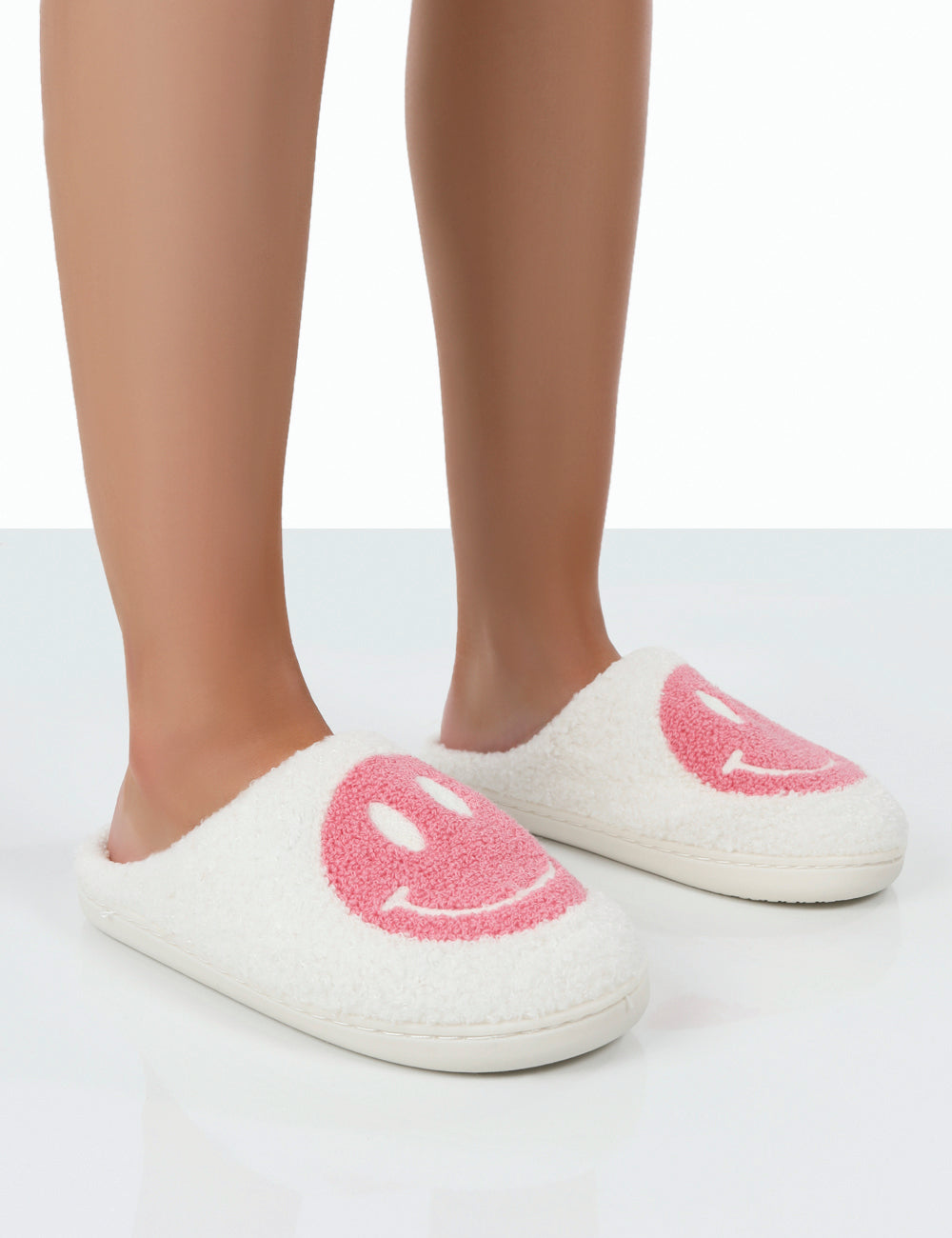 Smiley Slippers - White + Pink 1/23