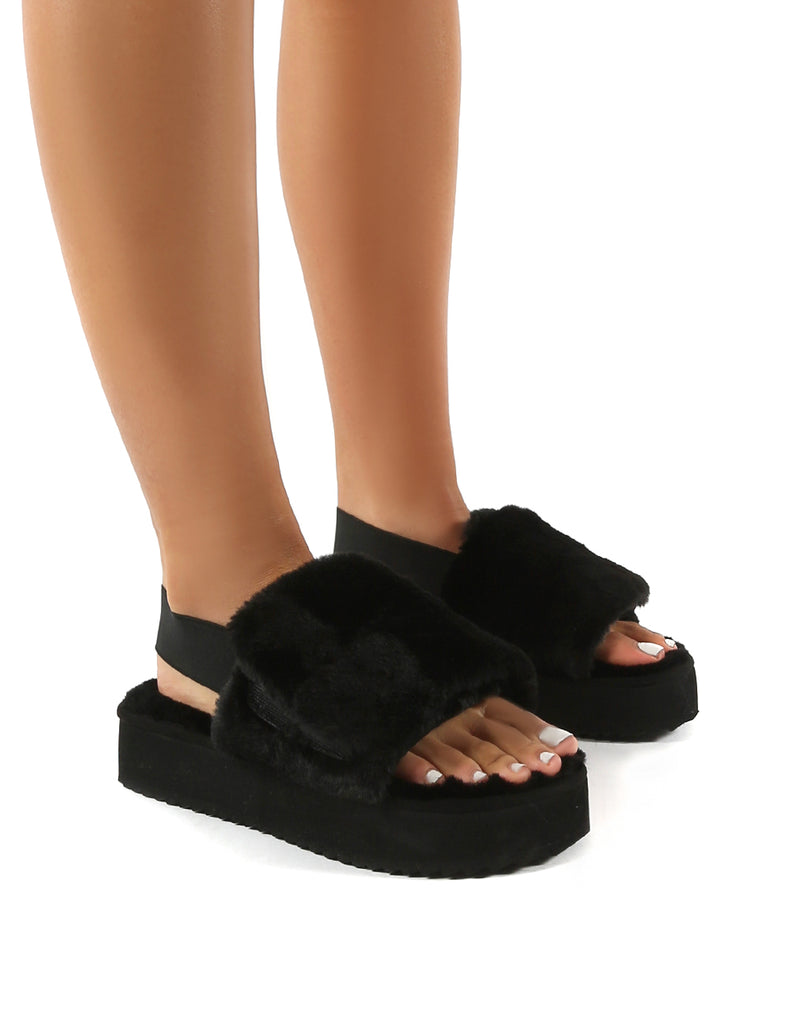 Black 2024 platform slippers