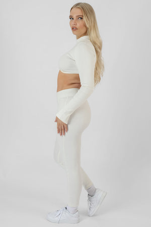 Athleisure High Neck Underbust Top White