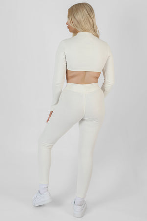 Athleisure High Neck Underbust Top White