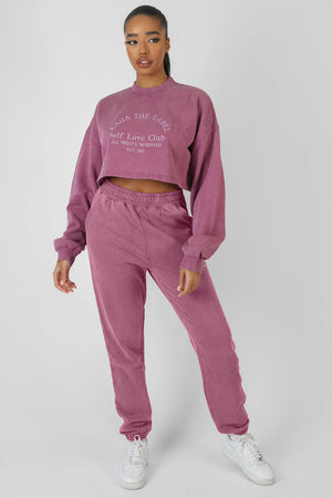 Self Love Club Cropped Sweatshirt Purple