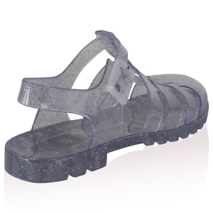 Aileen Clear Glitter Jelly Sandals