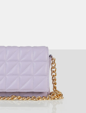 LILAC QUILTED GOLD CHAIN PURSE