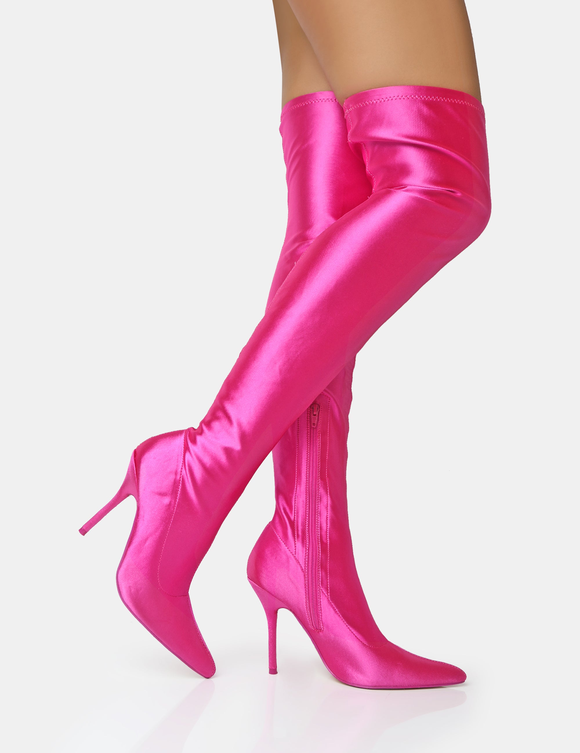 Thigh high clearance hot pink boots