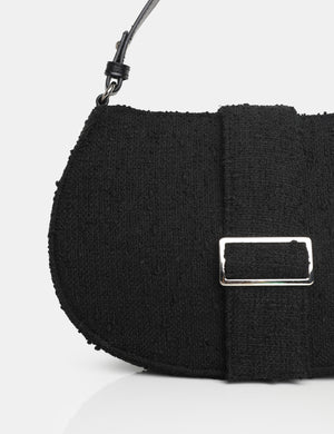 The Tex Black Boucle Shoulder Bag